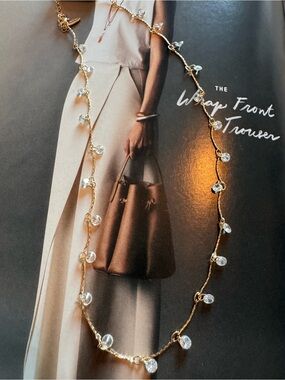 Anthropologie Gold  Necklace with crystal Accents